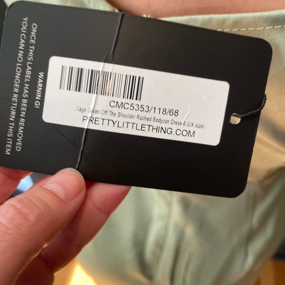 NWT Pretty little Thing Sage Green Dress Us Sz 2 - Picture 5 of 5